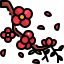 Glyph icon tree branch with flowers and fruit